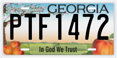 GA license plate PTF1472