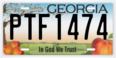 GA license plate PTF1474