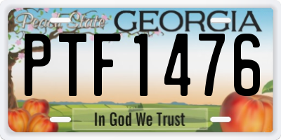 GA license plate PTF1476