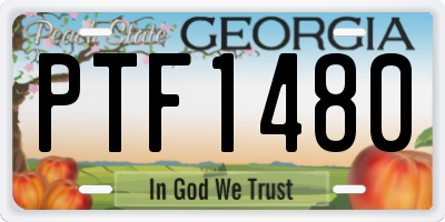 GA license plate PTF1480
