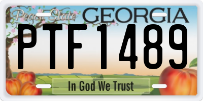 GA license plate PTF1489