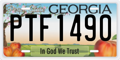 GA license plate PTF1490