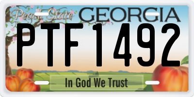 GA license plate PTF1492
