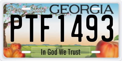 GA license plate PTF1493