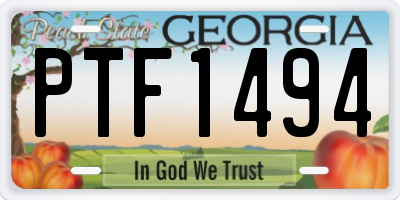 GA license plate PTF1494