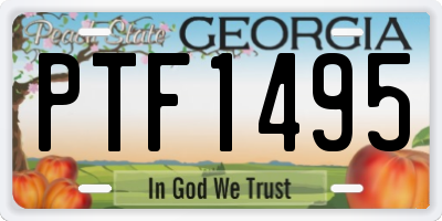 GA license plate PTF1495