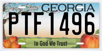 GA license plate PTF1496