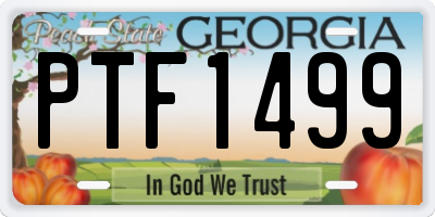 GA license plate PTF1499