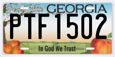 GA license plate PTF1502