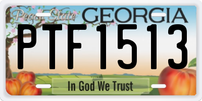GA license plate PTF1513