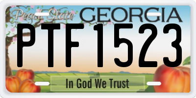 GA license plate PTF1523