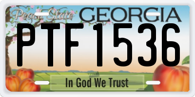 GA license plate PTF1536