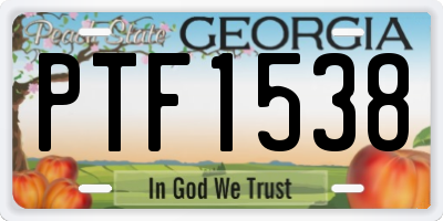 GA license plate PTF1538