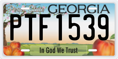 GA license plate PTF1539