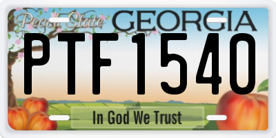 GA license plate PTF1540