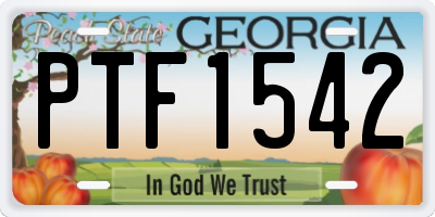 GA license plate PTF1542