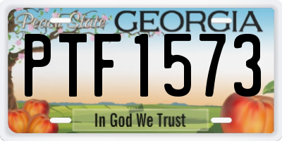 GA license plate PTF1573