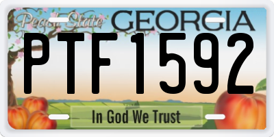 GA license plate PTF1592
