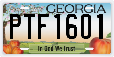 GA license plate PTF1601