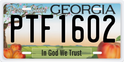 GA license plate PTF1602
