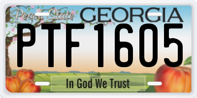 GA license plate PTF1605