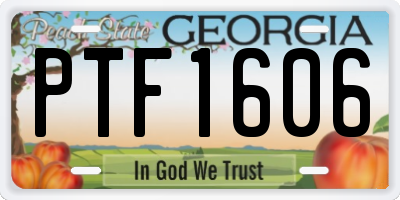 GA license plate PTF1606