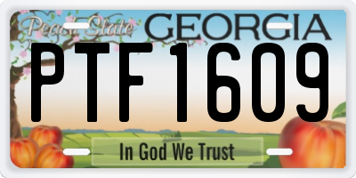 GA license plate PTF1609