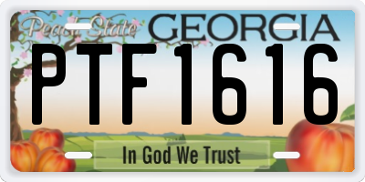 GA license plate PTF1616