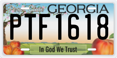 GA license plate PTF1618
