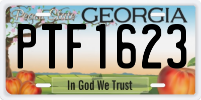GA license plate PTF1623