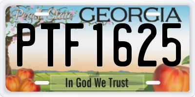 GA license plate PTF1625