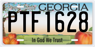 GA license plate PTF1628