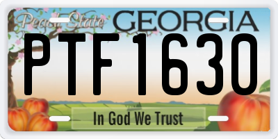 GA license plate PTF1630
