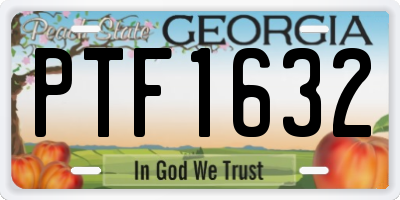 GA license plate PTF1632