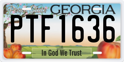 GA license plate PTF1636
