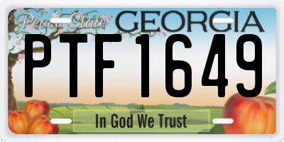 GA license plate PTF1649