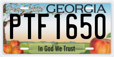 GA license plate PTF1650