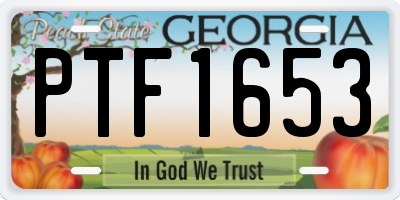 GA license plate PTF1653