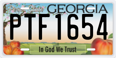 GA license plate PTF1654