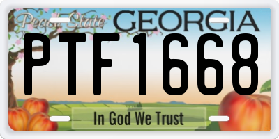 GA license plate PTF1668