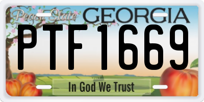 GA license plate PTF1669