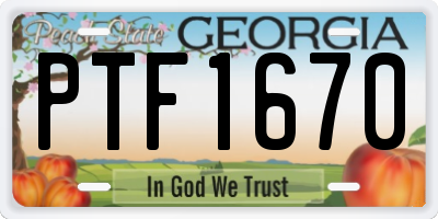 GA license plate PTF1670
