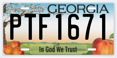 GA license plate PTF1671