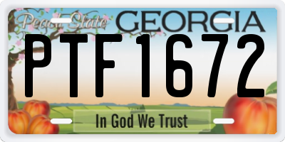 GA license plate PTF1672