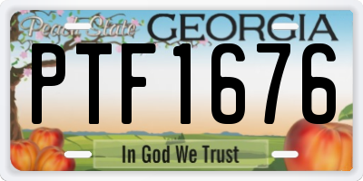 GA license plate PTF1676