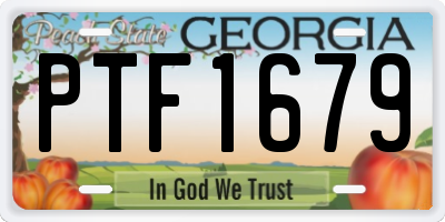 GA license plate PTF1679