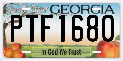 GA license plate PTF1680