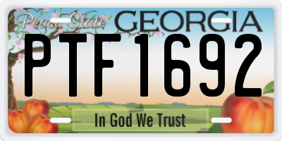 GA license plate PTF1692