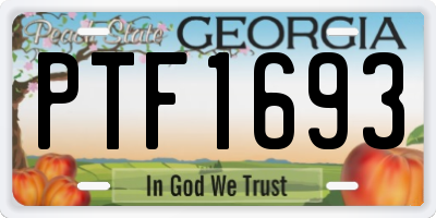 GA license plate PTF1693