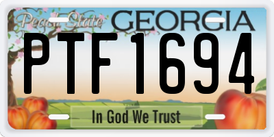 GA license plate PTF1694